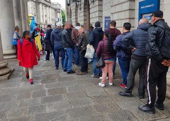 Homeless children forced to queue on the roadside